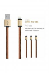 X1385 Apple İphone Şarj ve Data Kablosu Deri 1M. 2.1A Gold - 4