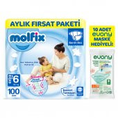 Molfix Bebek Bezi 6 Beden Extra Large Aylık Fırsat Paketi 100 adet+Evony Maske 10lu Hediyeli - 1