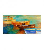 Boats 5 Parça Kanvas Tablo 135X85 Cm - 1