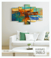 Boats 5 Parça Kanvas Tablo 135X85 Cm - 3