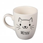 BEYAZ MİYAV KEDİ TASARIM KUPA - 2