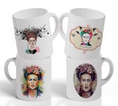 Ressam Frida Kahlo ve Meşhur Sözleri Sanat Serisi 4lü kupa set - 1