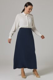 KADIN BÜYÜK BEDEN ÇAN ETEK SORALLİNE 778 LACİVERT SORALLİNE - 1