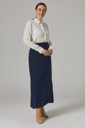 KADIN BÜYÜK BEDEN ÇAN ETEK SORALLİNE 778 LACİVERT SORALLİNE - 6