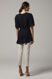 BAYAN BLUZ KRUVAZE BAĞLAMALI SORALLİNE 4197 LACİVERT - 4