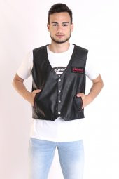 Redpoint Suni Deri Biker Yelek Nakışlı - 6
