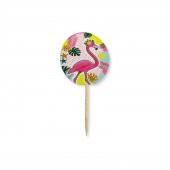 Flamingo Temalı Kürdanlı Sticker - 20 Adet - 1