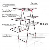 Büyük Çok 3 Katlı Pas İz Yapmaz Çamaşır Kurutma Teli Rafı Askısı - 1