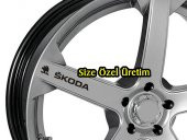 6 Adet Skoda Oto Sticker Çıkartma Çelik Jantlar İçin - Siyah - 1