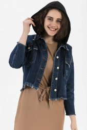 HerTon Kısa Denim Ceket Çıkartılabilir Kapşonlu 18-66-044 - 5