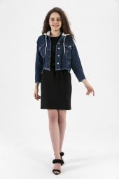 HerTon Kısa Denim Ceket Çıkartılabilir Kapşonlu 18-66-044 - 7