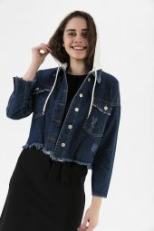 HerTon Kısa Denim Ceket Çıkartılabilir Kapşonlu 18-66-044 - 10