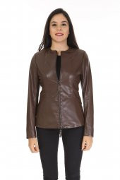 Redpoint Deri(Leather)Nokta Yakalı Puntolu Fermuarlı Ceket - 1