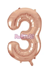 3 Rakam Rose Gold Folyo Balon 40 cm - 2