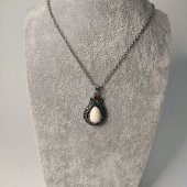 Lületaşı Kolye Küpe Üçlü Set Lale Figürlü - 4