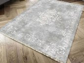 Kaymaz Taban Dijital Baskı Kadife Halı Alberta Gri 100x300 cm - 1