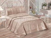 Fransız Güpürlü Elif Çift Kişilik Pike Takımı Cappucino - 1