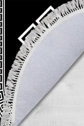 Oval Saçaklı 2li Banyo Paspas Takımı Sign Siyah Beyaz - 4
