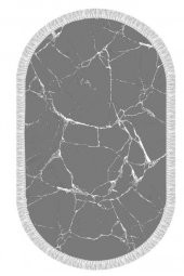Oval Saçaklı 2li Banyo Paspas Takımı Crack Wall Gri Beyaz - 3