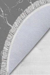 Oval Saçaklı 2li Banyo Paspas Takımı Crack Wall Gri Beyaz - 4