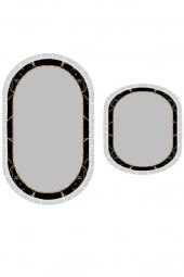 Oval Saçaklı 2li Banyo Paspas Takımı Space Gri - 3