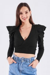 Siyah Karpuz Kol Detaylı Bluz - 3