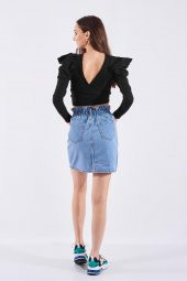 Siyah Karpuz Kol Detaylı Bluz - 4