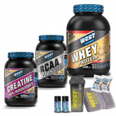 West Whey Protein Tozu 2300 Gr  Bcaa Plus 12000 600 Gr  Kreatin Paketi 300 gr 4 HEDİYELİ - 1