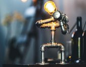 Borulardan Masa lambası,Endüstriyel Robot lamba,Hediyelik Rustik - 2