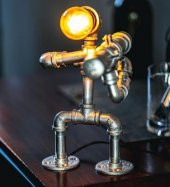 Borulardan Masa lambası,Endüstriyel Robot lamba,Hediyelik Rustik - 3