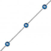 14k Altın Üç Sıra Nazar Boncuklu Bileklik - 1