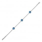 14k Altın Üç Sıra Nazar Boncuklu Bileklik - 2