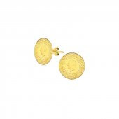 22 Ayar Çeyrek Altınlı Vidalı Küpe - 1