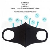 Nano Teknoloji Filtre Maske - Korumalı Virüs Maskesi Siyah - 2
