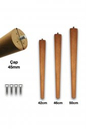4 Ad. Ortaçağ Tarzı Ahşap Konik Ayak - Sehpa Ayağı - 42-46-50 cm Aparat Dahil - 5