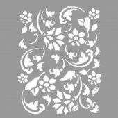 Uçuşan Çiçek Stencil Boyama şablonu 30x30 cm, Duvar Stencil, Fayans Stencil, Mobilya Stencil - 1