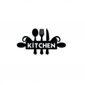 Ahşap Dekoratif Siyah Kitchen Yazılı Mutfak Tablo Süsü - 3