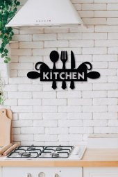 Ahşap Dekoratif Siyah Kitchen Yazılı Mutfak Tablo Süsü - 4