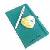 İsme Kişiye Özel Turkuaz Defter Ayna ve Roller Kalem Seti - 1