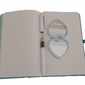 İsme Kişiye Özel Turkuaz Defter Ayna ve Roller Kalem Seti - 2