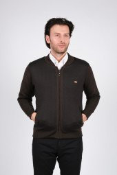 Çizgi Triko Erkek Hakim Yaka Astarlı Triko Mont Fermuarlı Desenli Kol Ve Bel Lastikli Çelik Örgü - 12