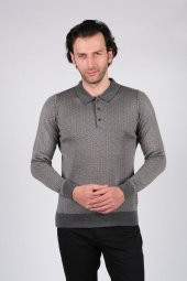 Çizgi Triko Erkek Triko Kazak Polo Yaka Kışlık Battal Boy Cep Detaylı Kol ve Bel Lastikli 6XL - 7XL - 8XL - 1