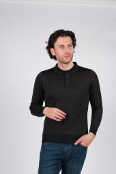 Çizgi Triko Erkek Triko Kazak Polo Yaka Kışlık Battal Boy Cep Detaylı Kol ve Bel Lastikli 6XL - 7XL - 8XL - 2