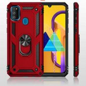 Samsung Galaxy M21 Kılıf Yüzüklü Standlı Zırh Tank Vega Silikon - 12