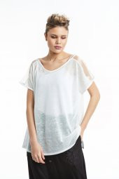 Kısa Kol Sifon Omuz Detaylı Rahat Kesim Bluz Ekru 20Y37028-16 - 2