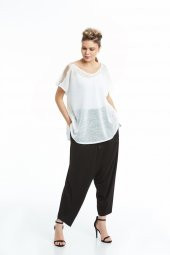 Kısa Kol Sifon Omuz Detaylı Rahat Kesim Bluz Ekru 20Y37028-16 - 4