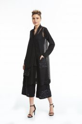 Uzun Kol File Detaylı Rahat Kesim Gömlek Elbise Siyah 20Y37013-99 - 4