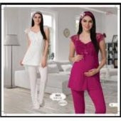 MECİT 1613 Hamile Lohusa ASILI DANTELLİ LOHUSA PİJAMASI - 2