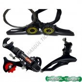 HSGL BİSİKLET TY 05 VİTES KOLU SİYAH ÖN ARKA ATTIRICI SET - 1