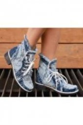 StarBlueMooN Kadın Mavi Kot Dantelli Bot 5036-4201 - 2